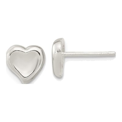 Sterling Silver Puffed Heart Stud Earrings