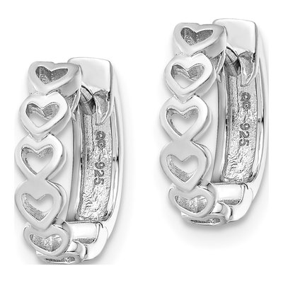 Sterling Silver Heart Hoop Earrings, Rhodium-Plated – view 3