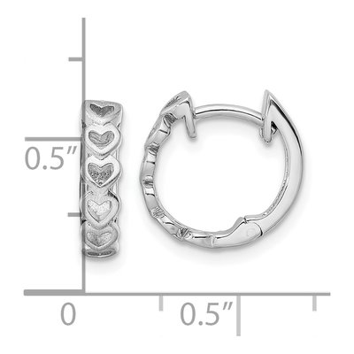 Sterling Silver Heart Hoop Earrings, Rhodium-Plated – view 5