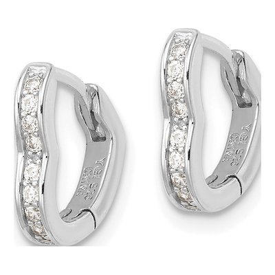 Sterling Silver 12mm CZ Heart Huggie Hoop Earrings – view 3
