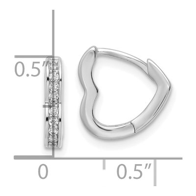 Sterling Silver 12mm CZ Heart Huggie Hoop Earrings – view 5