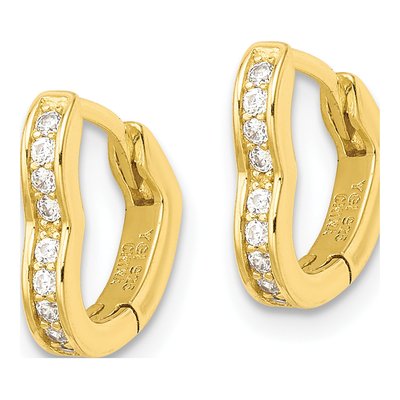 Gold-Plated Sterling Silver 12mm CZ Heart Huggie Hoop Earrings – view 3