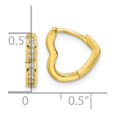 Gold-Plated Sterling Silver 12mm CZ Heart Huggie Hoop Earrings – view 5