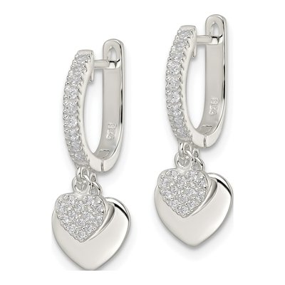 Sterling Silver CZ Heart Dangle Earrings – view 3