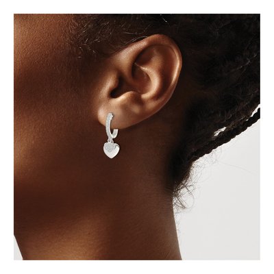 Sterling Silver CZ Heart Dangle Earrings – view 4