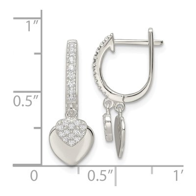 Sterling Silver CZ Heart Dangle Earrings – view 5