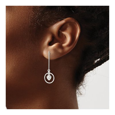 Sterling Silver CZ Heart Dangle Earrings – view 4