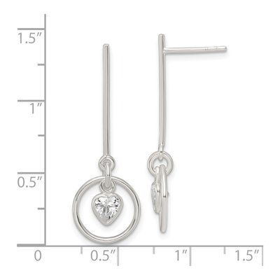 Sterling Silver CZ Heart Dangle Earrings – view 5