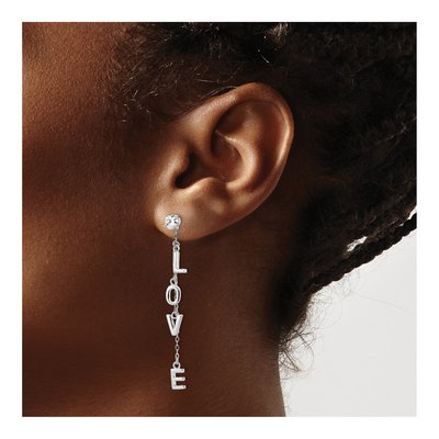Sterling Silver CZ Love Dangle Earrings – view 4