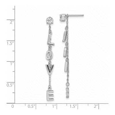 Sterling Silver CZ Love Dangle Earrings – view 5