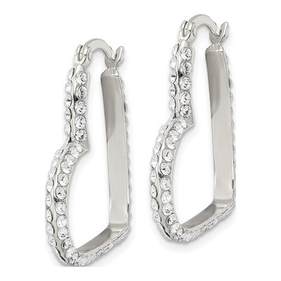 Sterling Silver 29mm CZ Heart Hoop Earrings – view 3