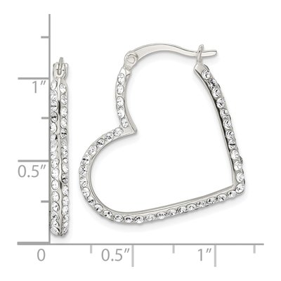 Sterling Silver 29mm CZ Heart Hoop Earrings – view 5
