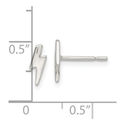 Sterling Silver Tiny Lightning Bolt Stud Earrings – view 5