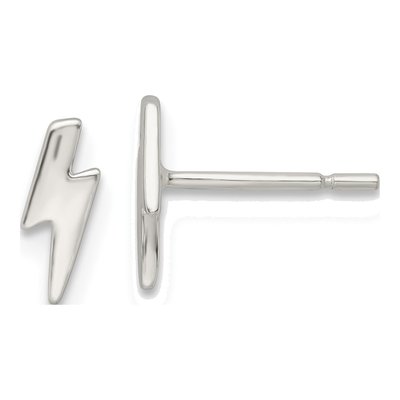Sterling Silver Tiny Lightning Bolt Stud Earrings