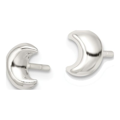 Sterling Silver Crescent Moon Stud Earrings – view 3