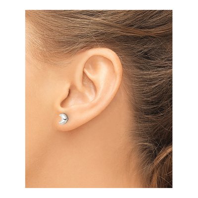 Sterling Silver Crescent Moon Stud Earrings – view 4