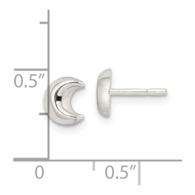 Sterling Silver Crescent Moon Stud Earrings – view 5