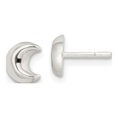 Sterling Silver Crescent Moon Stud Earrings