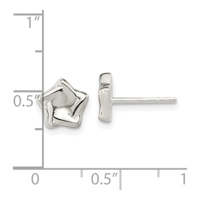 Sterling Silver Wavy Puffed Star Stud Earrings – view 5