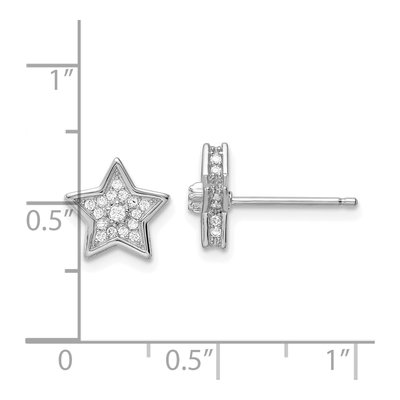 Sterling Silver Round CZ Star Stud Earrings – view 5