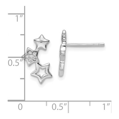 Sterling Silver Round CZ Star Stud Earrings – view 5