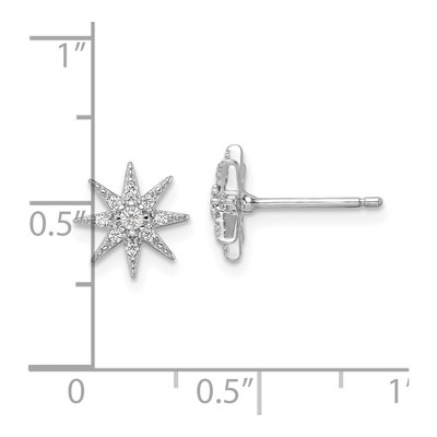Sterling Silver Round CZ Star Stud Earrings – view 5