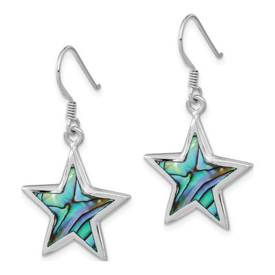 Sterling Silver Abalone Star Dangle Earrings – view 3