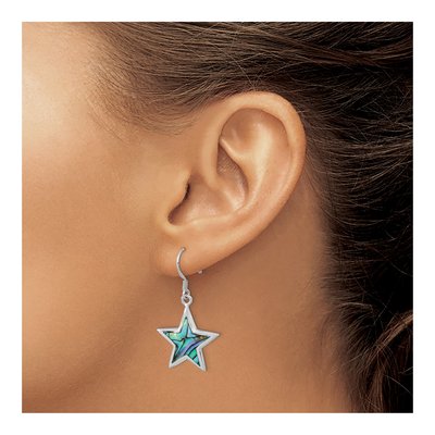 Sterling Silver Abalone Star Dangle Earrings – view 4