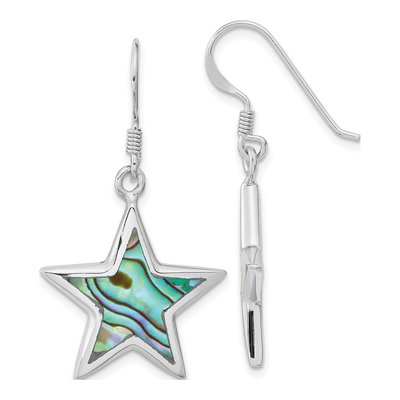 Sterling Silver Abalone Star Dangle Earrings
