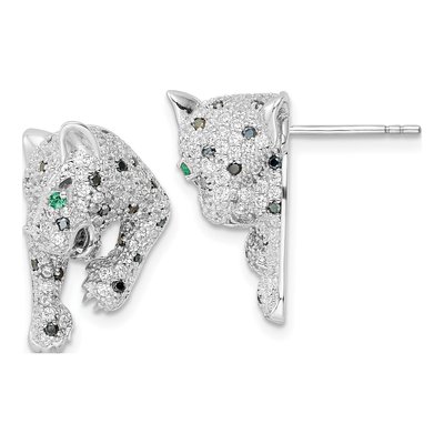 Sterling Silver CZ Cheetah Dangle Earrings