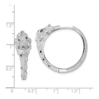 Sterling Silver 33mm CZ Cheetah Huggie Hoop Earrings – view 5