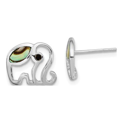 Sterling Silver Abalone Elephant Stud Earrings