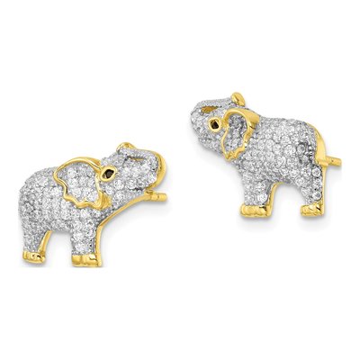 Sterling Silver CZ Elephant Stud Earrings – view 3