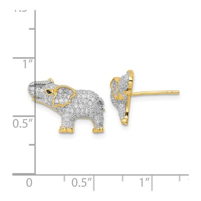 Sterling Silver CZ Elephant Stud Earrings – view 5