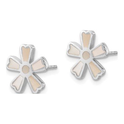 Sterling Silver Mother of Pearl MOP Flower Stud Earrings – view 2