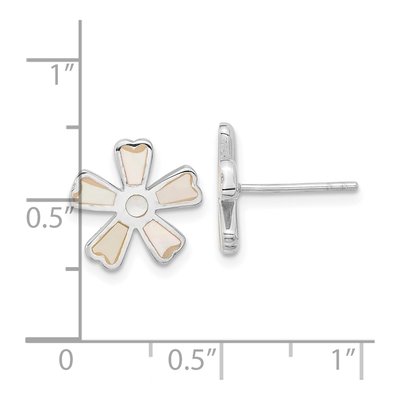 Sterling Silver Mother of Pearl MOP Flower Stud Earrings – view 4