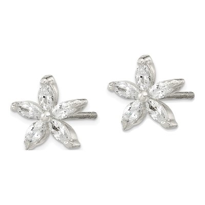 Sterling Silver CZ Flower Stud Earrings – view 3