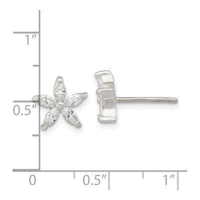 Sterling Silver CZ Flower Stud Earrings – view 5