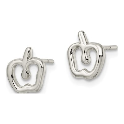Sterling Silver Apple Stud Earrings – view 3