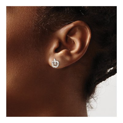 Sterling Silver Apple Stud Earrings – view 4