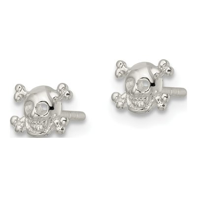 Sterling Silver Skull Crossbones Stud Earrings – view 3