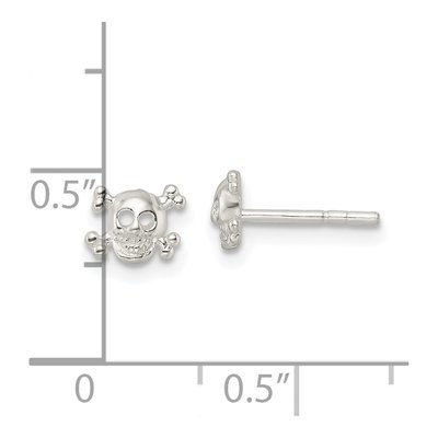Sterling Silver Skull Crossbones Stud Earrings – view 5