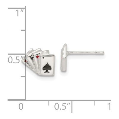 Sterling Silver Playing Cards Stud Earrings – view 5