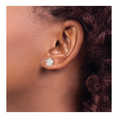 Sterling Silver Flower Stud Earrings – view 4