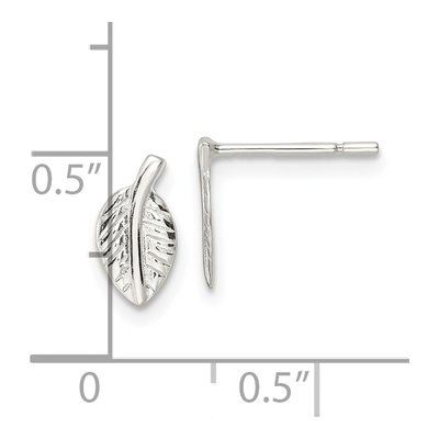 Sterling Silver Tiny Leaf Stud Earrings – view 5