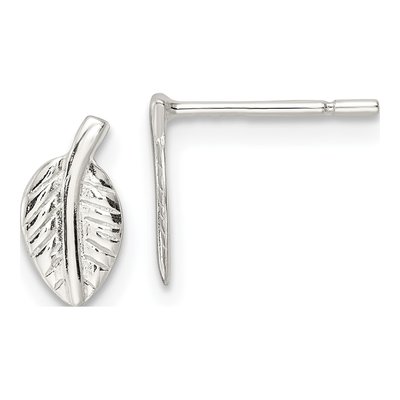 Sterling Silver Tiny Leaf Stud Earrings