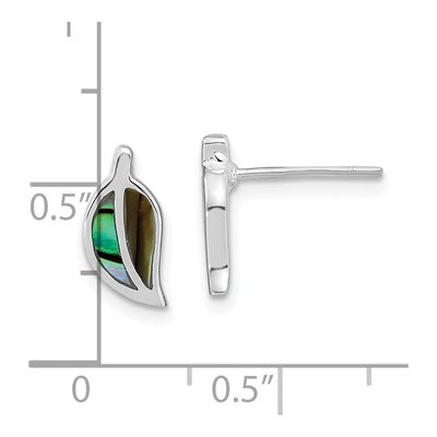 Sterling Silver Abalone Leaf Stud Earrings – view 5