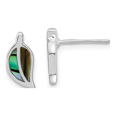 Sterling Silver Abalone Leaf Stud Earrings