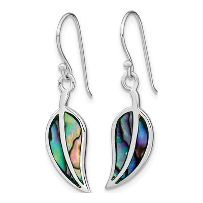 Sterling Silver Abalone Leaf Dangle Earrings – view 3