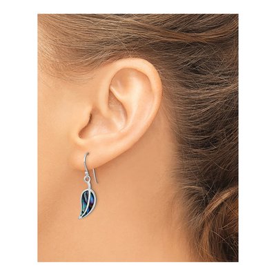 Sterling Silver Abalone Leaf Dangle Earrings – view 4